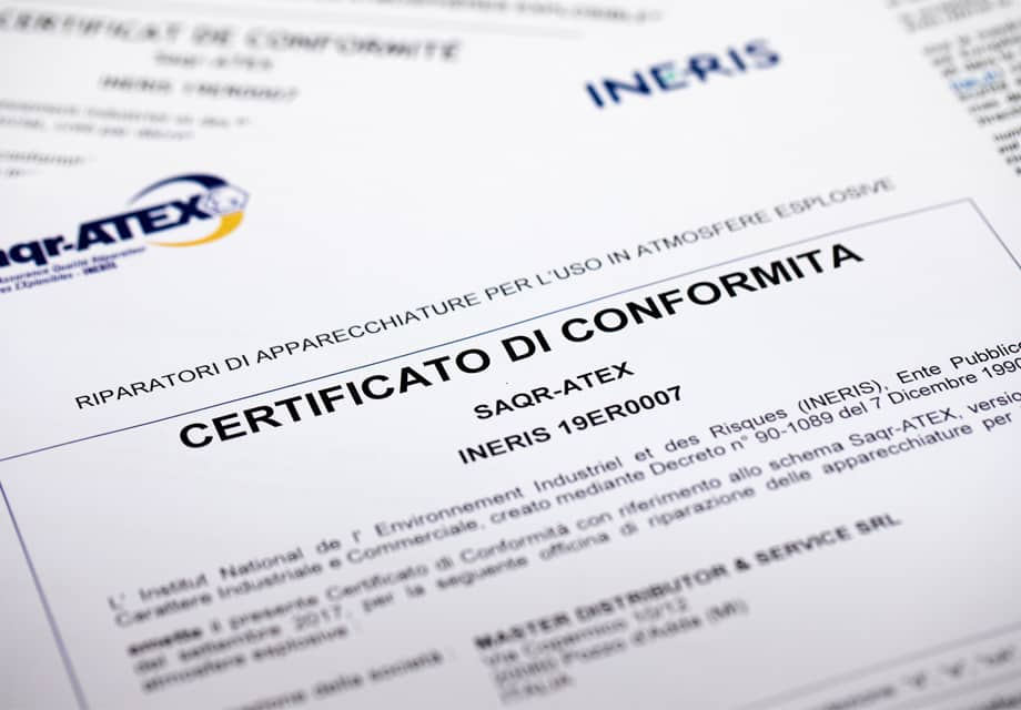 Certificato di conformità Saqr-Atex